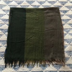 Martin + Osa Green Large Lightweight Wool Scarf